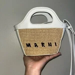 ★MARNI★ Micro Tropicalia Tote Bag Ecru White BMMP0096L5P79 Marni Micro Tropicalia logo-embroidered Tote Bag | White